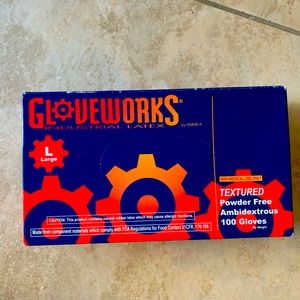 Gloveworks Industrial Latex Gloves New Box of 100